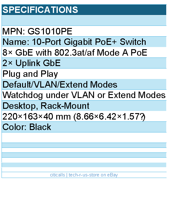 Cudy GS1010PE 10-Port Gigabit PoE+ Switch Retail - Black