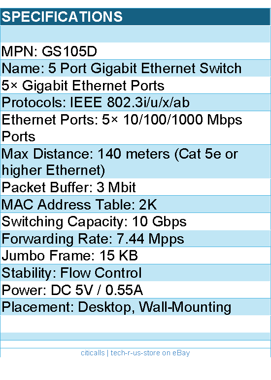 Cudy GS105D 5 Port Gigabit Unmanaged Ethernet Switch - Plug & Play