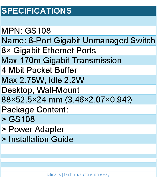 Cudy GS108 8-Port Gigabit Ethernet Ports Unmanaged Switch Retail