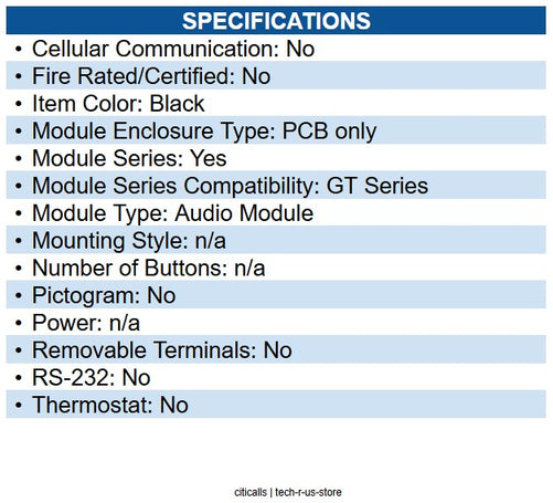 Aiphone GT-DB Audio Module for GT Modular Entrance Panel Outdoor - Weather Proof