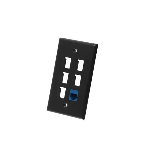 ICC ICC-IC107F06BK FACEPLATE- FLAT- 1-GANG- 6-PORT- BLACK