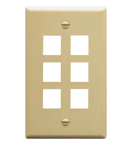 ICC ICC-IC107F06IV FACEPLATE- FLAT- 1-GANG- 6-PORT- IVORY