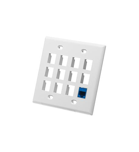 ICC ICC-IC107F12WH FACEPLATE- FLAT- 2-GANG- 12-PORT- WHITE