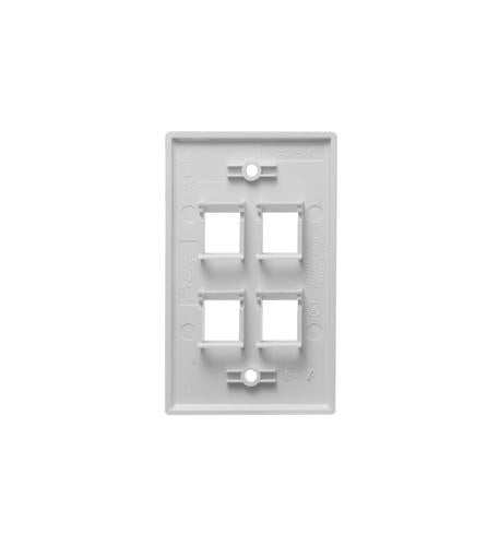 ICC ICC-IC107F4CWH FACEPLATE- FLAT-1-GANG-4-PORT- 25PK- WH