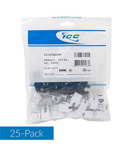 ICC ICC-IC107GACWH MODULE- CAT6A- HD- 25PK- WHITE
