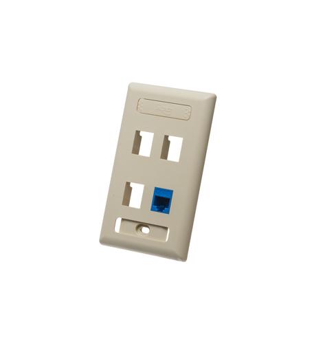 ICC ICC-IC107S04IV FACEPLATE- ID- 1-GANG- 4-PORT- IVORY