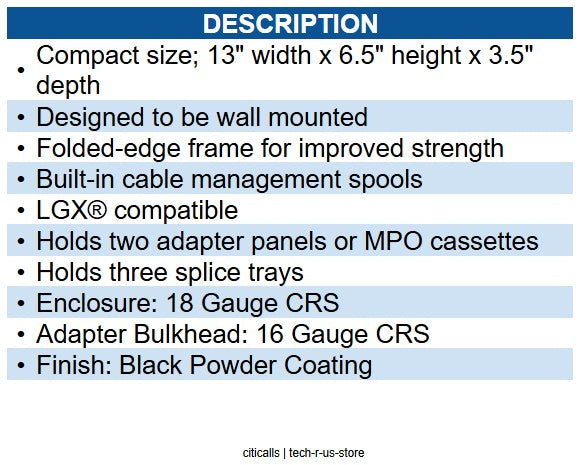 ICC ICC-ICFODE21WM WALL ENCLOSURE-FIBER-2-PANEL-SINGLE DOOR