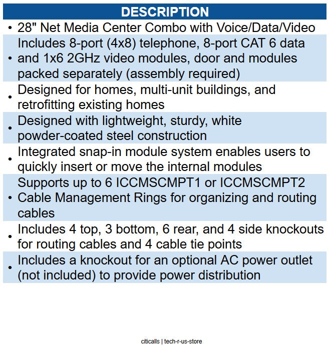 ICC ICC-ICRESDC28K COMBO NET MEDIA CENTER 28in