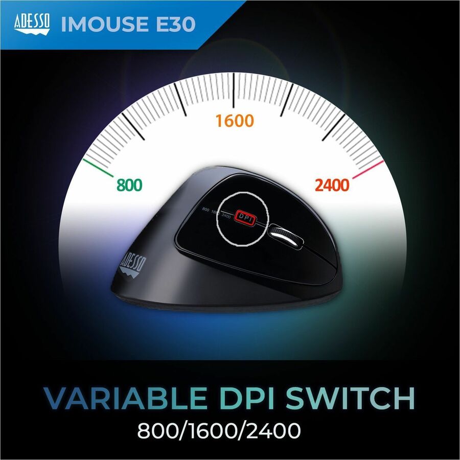 Adesso IMOUSE E30 2.4 GHz Wireless Vertical Programmable Mouse - Optical