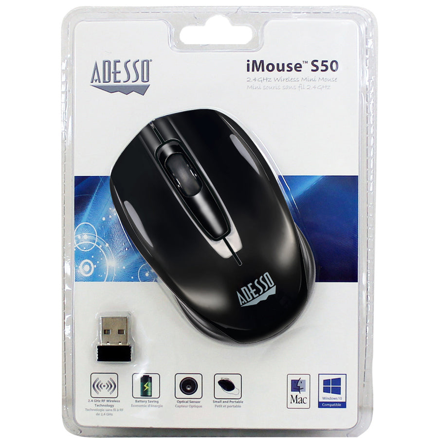 Adesso iMouse S50 - 2.4GHz Wireless Mini Mouse - Travel Mouse - Optical