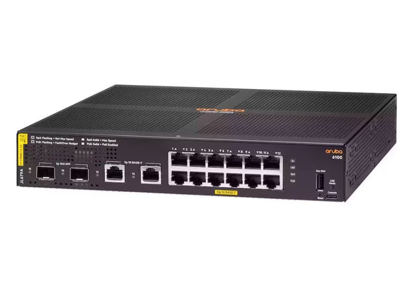 HPE JL679A#ABA Aruba 6100 12G Class4 PoE 2G/2SFP+ 139W Switch - 16 ports