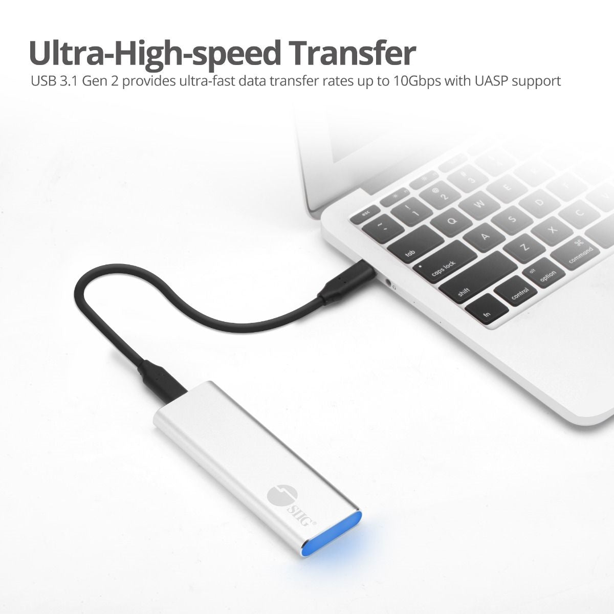 SIIG JU-SA0W11-S1 USB3.1 Gen2 Type-C to M.2 PCIe SSD MVMe Enclosure