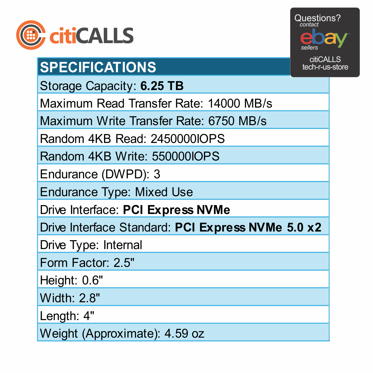 Kioxia KCMYXVUG6T40 CM7V- 6.25TB 2.5" NVMe 2.0 Server SATA SSD 14000mbs BULK