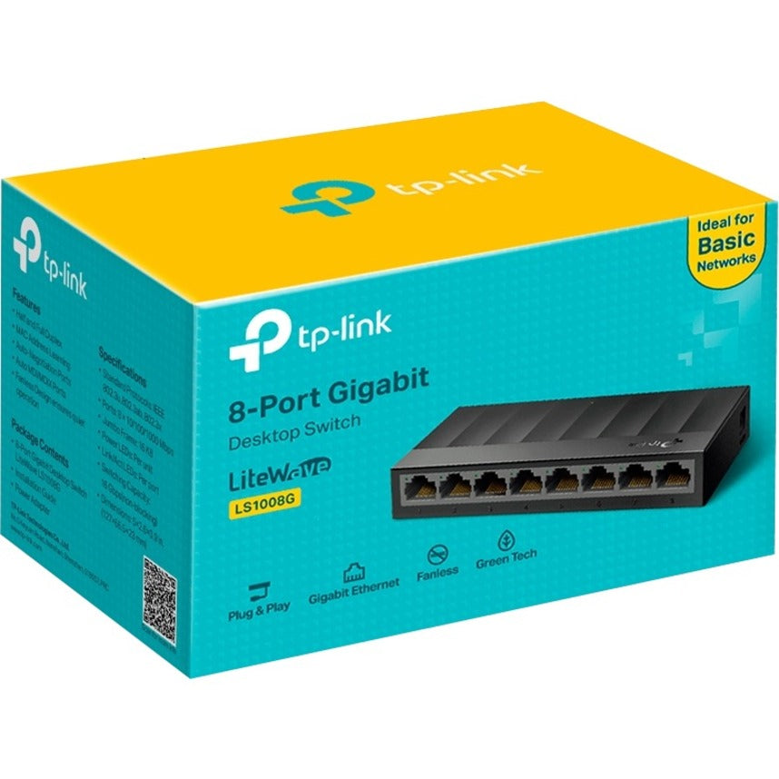 TP-Link LS1008G - Litewave 8 Port Gigabit Ethernet Switch - Unmanaged