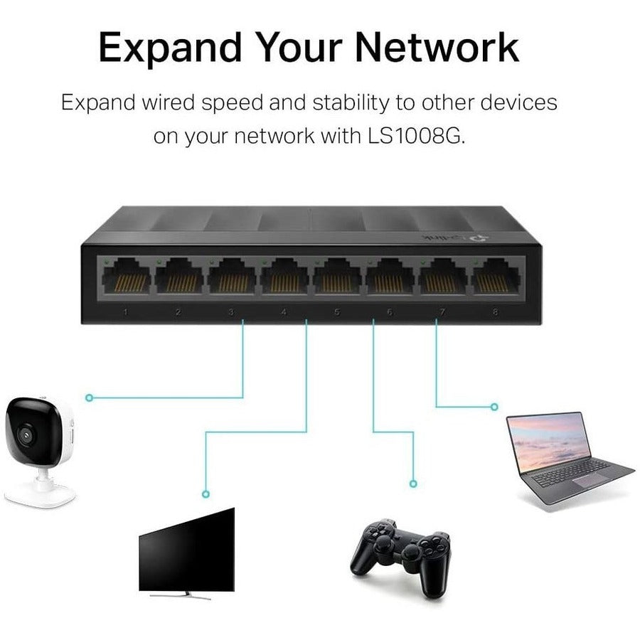 TP-Link LS1008G - Litewave 8 Port Gigabit Ethernet Switch - Unmanaged