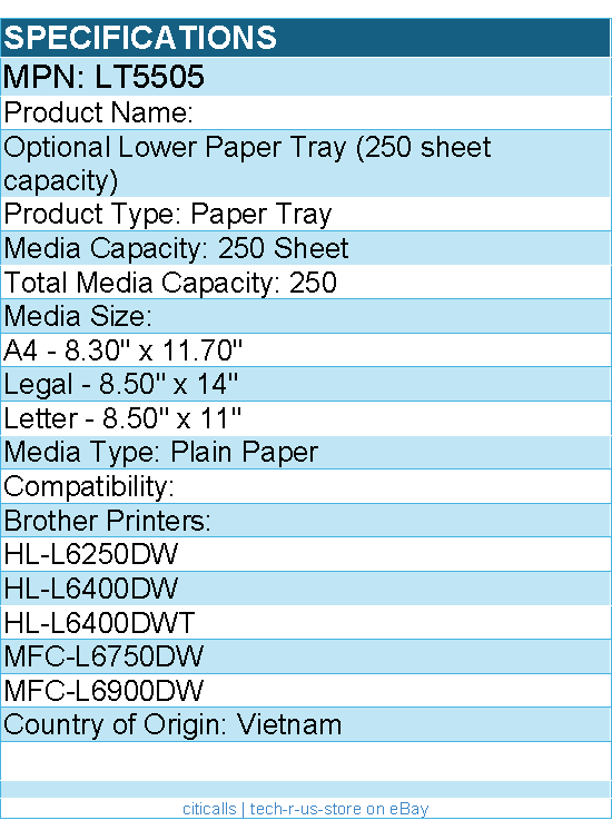 Brother LT5505 Optional Lower Paper Tray (250-sheet capacity)