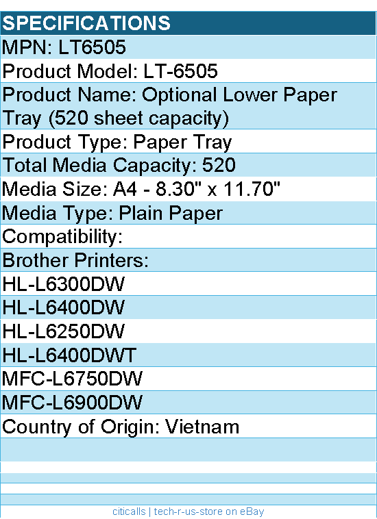Brother LT6505 Optional Lower Paper Tray (520-sheet capacity