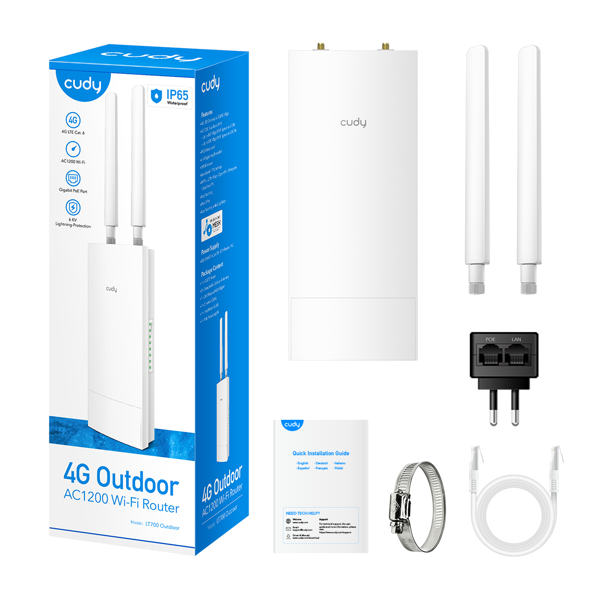 Cudy LT700 OUTDOOR 4G LTE AC1200 Wi-Fi Gigabit Router 300Mbps - Retail