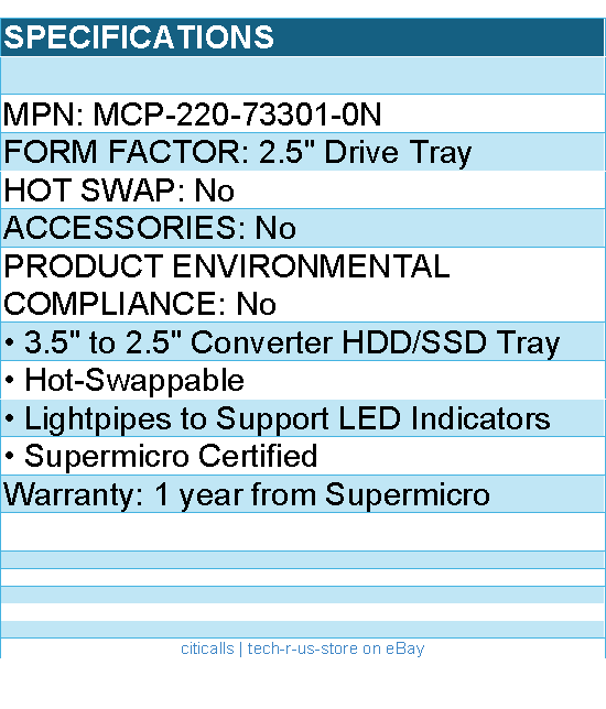 Supermicro MCP-220-73301-0N Accessory - 3.5 to 2.5 converter tray Brown Box