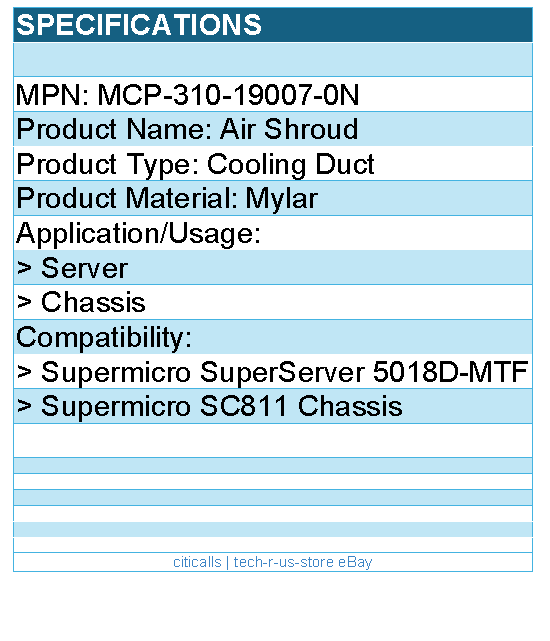 Supermicro MCP-310-19007-0N Accessory - X9 Mylar Air Shroud Brown Box
