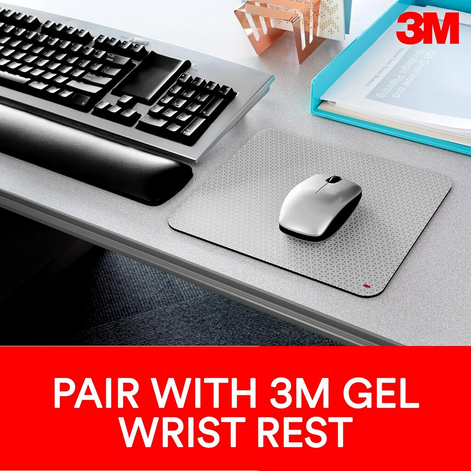 3M MP114-BSD1 Precise Mouse Pad - Gray Bitmap - 0.30" x 8" Dimension - Foa