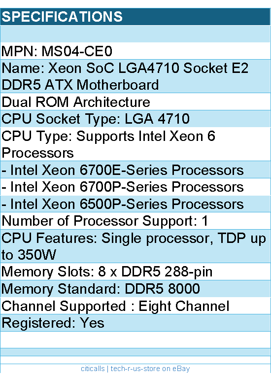 Gigabyte MS04-CE0 Motherboard - Xeon SoC LGA4710 Socket E2 DDR5 ATX Brown Box
