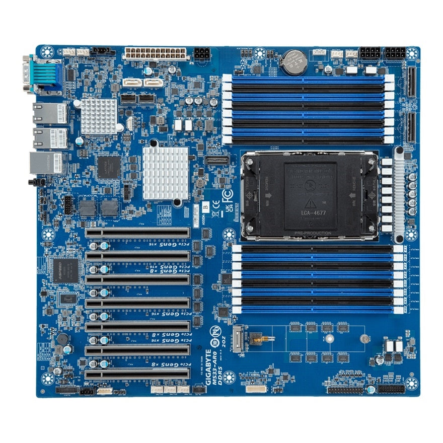 Gigabyte MS33-AR0 Motherboard - Emmitsburg LGA4677 Max128GB DDR5 EATX Brown Box