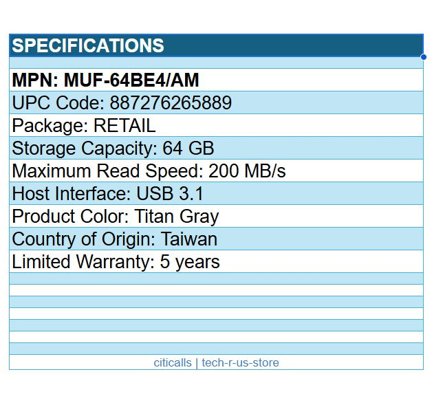 Samsung MUF-64BE4/AM 64GB USB 3.1 Flash Druve Bar Plus Titan Grey 5-YrWarranty