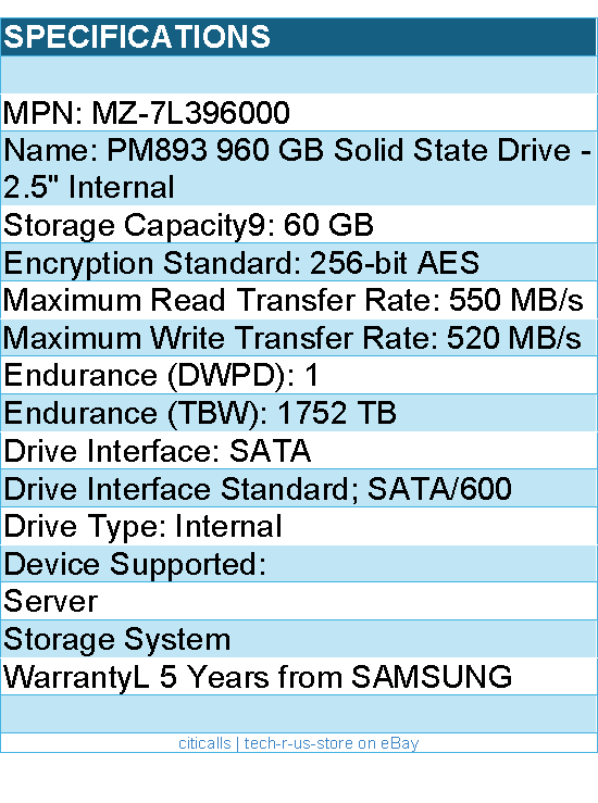 Samsung MZ-7L396000 960 GB Solid State Drive - 2.5" Internal - SATA (SATA/600)