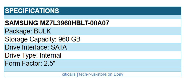 Samsung MZ7L3960HBLT-00A07 PM897 960GB 2.5" SATA Internal SSD Solid State Drive