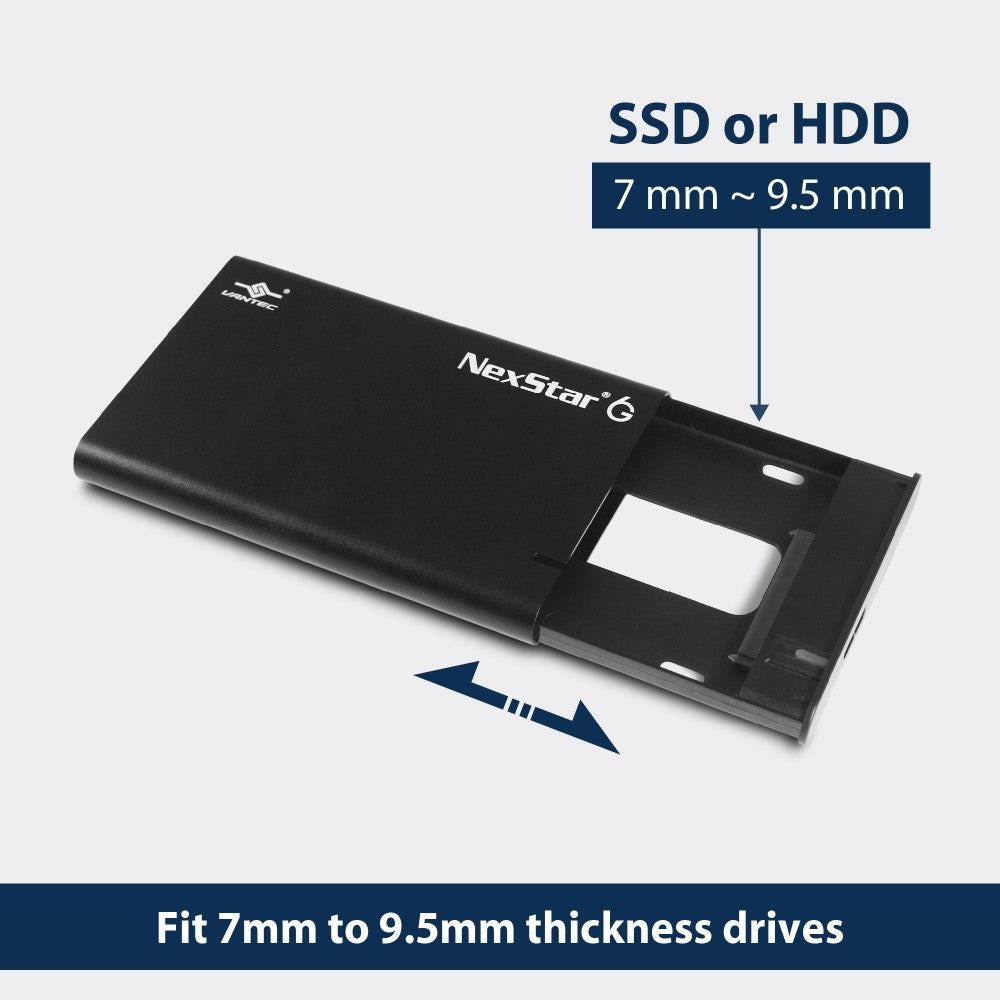 Vantec NST-268S3-BK Removable Device 2.5" SATA3 USB3.2 External HD SSD Enclosure
