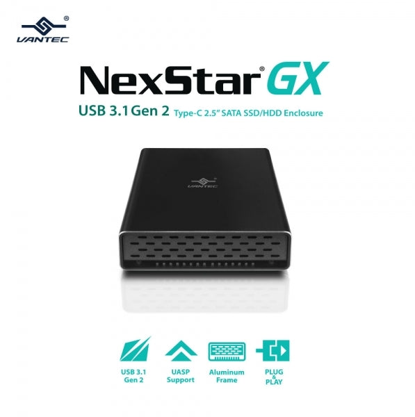 Vantec NST-271C31-BK NexStar 2.5SATA to USB3.1 7mm&9.5mm SSD HDD Enclosure