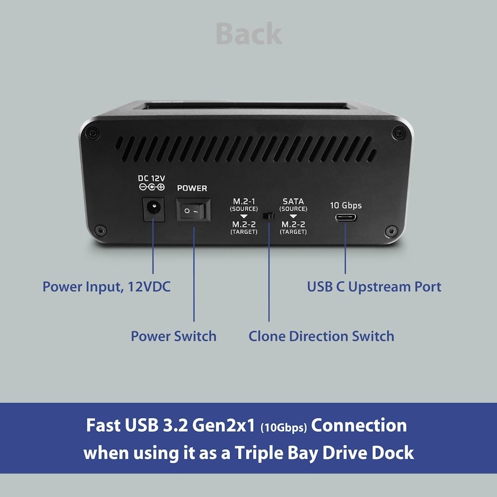 Vantec NST-DM12C31 NexStar JX USB3.2 Gen2x1 Triple Bay Dock with Clone Function