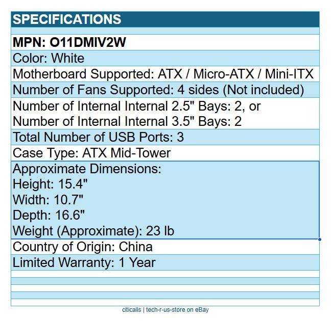 Lian Li O11DMIV2W MINI V2 ATX Mid-Tower Computer Case AirFlow Panoramic White