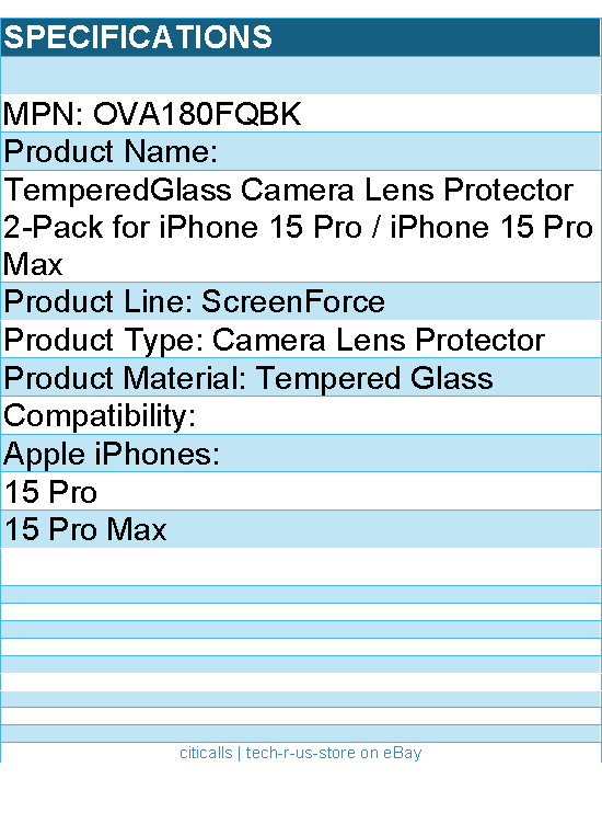 Belkin OVA180FQBK TemperedGlass Camera Lens Protector 2-Pack for iPhone 15 Pro