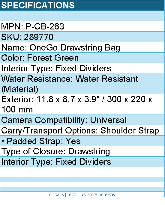 PGYTECH P-CB-263 OneGo Drawstring Bag (Forest) Retail