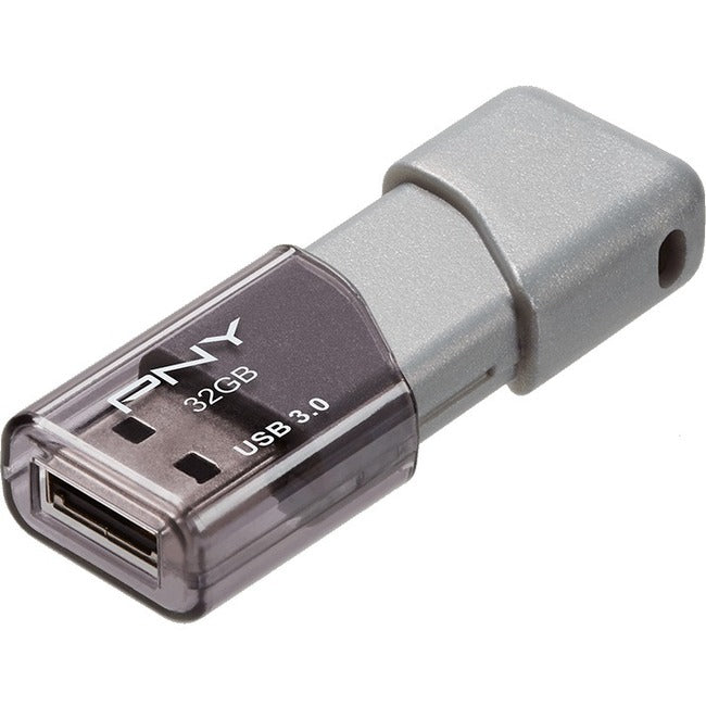 PNY P-FD32GTBOP-GE 32GB USB 3.0 3.1 Type A 90mbs Speed Flash Drive w CAP Silver