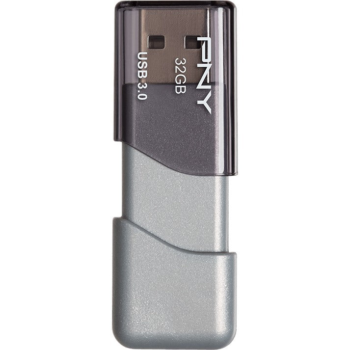 PNY P-FD32GTBOP-GE 32GB USB 3.0 3.1 Type A 90mbs Speed Flash Drive w CAP Silver