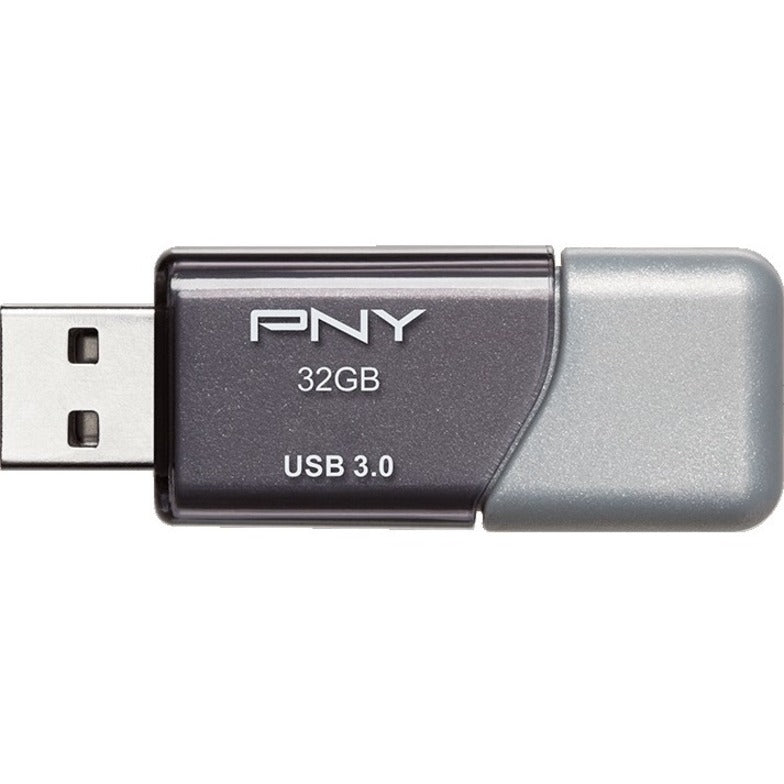 PNY P-FD32GTBOP-GE 32GB USB 3.0 3.1 Type A 90mbs Speed Flash Drive w CAP Silver