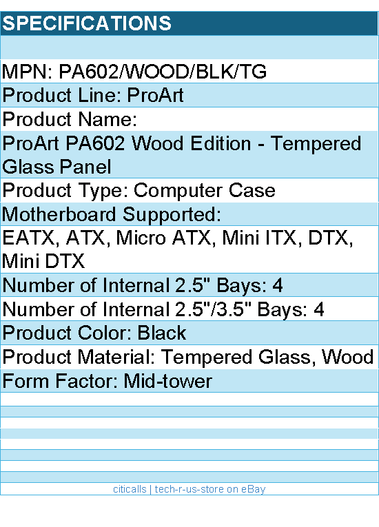 ASUS PA602/WOOD/BLK/TG ProArt PA602 Wood Edition - Mid-tower Computer Case