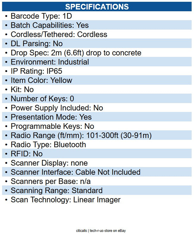 Datalogic PBT9100-RB PowerScan Handheld Barcode Scanner Wireless Connectivity