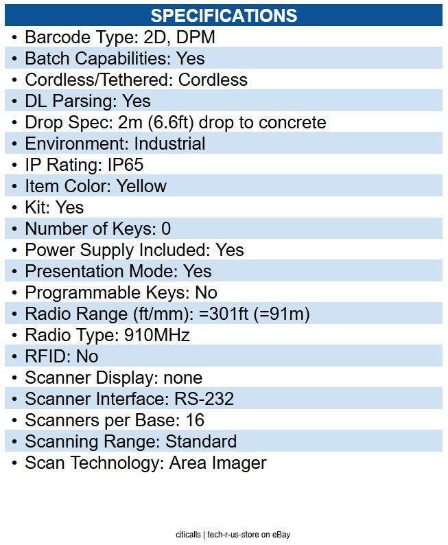Datalogic PM9501-DPM910RB PowerScan 9500 PM9501 Barcode Scanner Kit Wireless