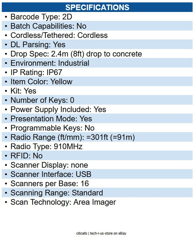 Datalogic PM9600-SR910RBK10 PowerScan 9600 PM9600-SR Barcode Scanner Kit Wireles