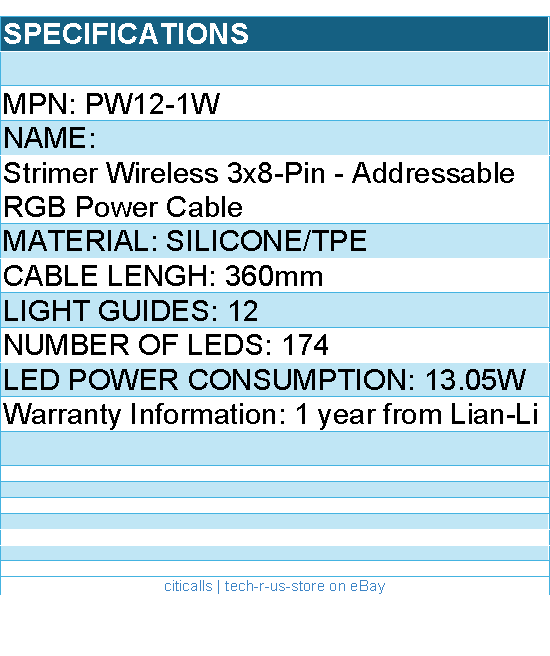 Lian-Li PW12-1W Strimer Wireless 3x8-Pin - Addressable RGB Power Cable