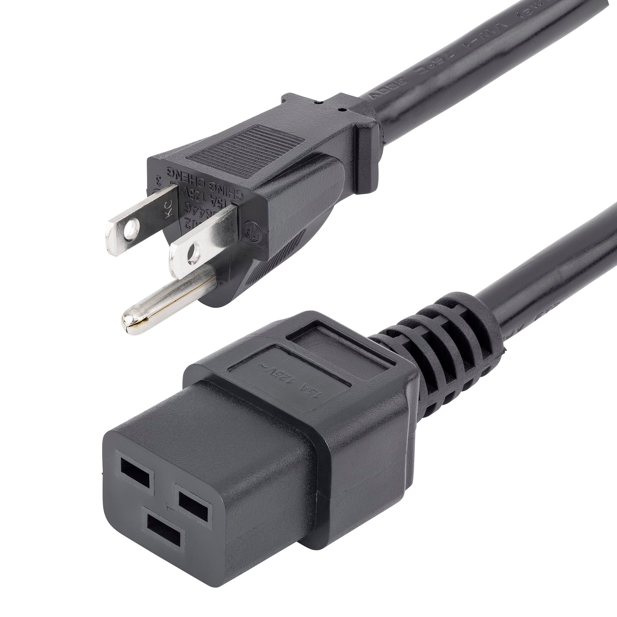 StarTech PXT515191410 10ft (3m) Heavy Duty Power Cord, NEMA 5-15P to C19, 15A