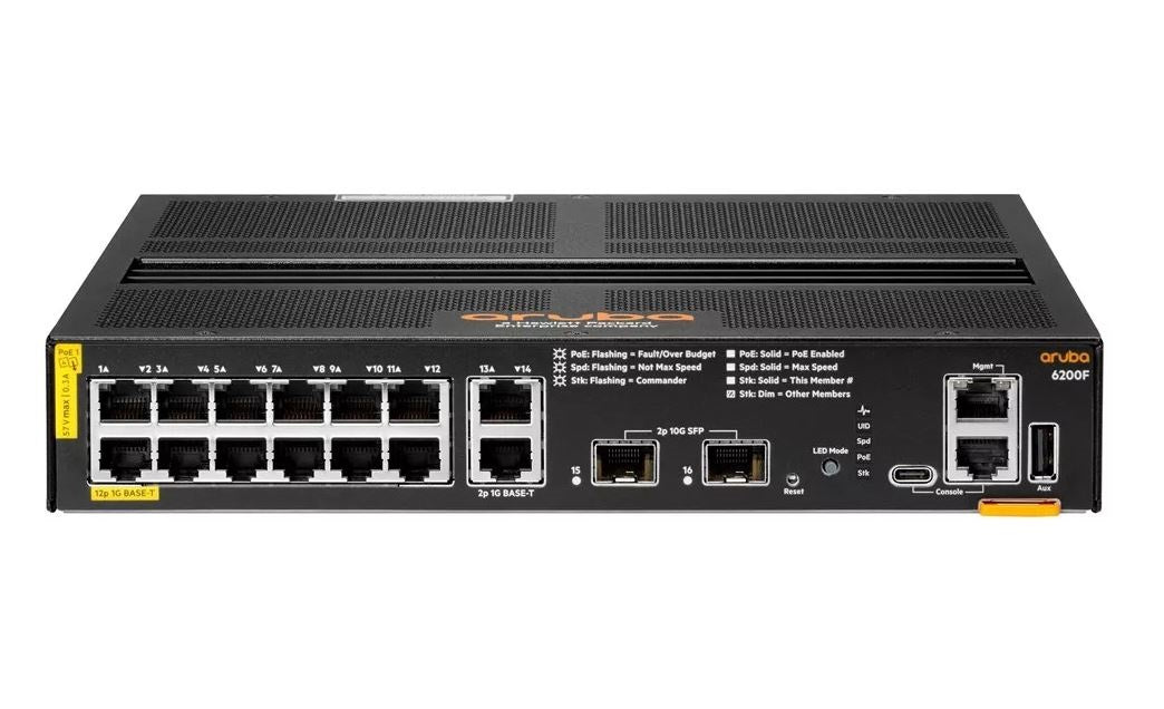 HPE R8Q72A#ABA Aruba 6200F 12G Class4 PoE 2G/2SFP+ 139W Switch