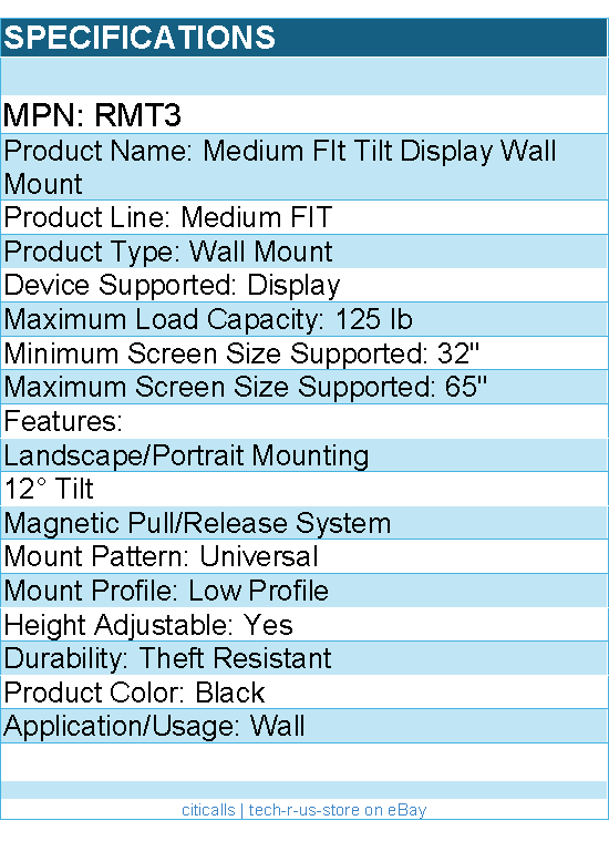 Chief RMT3 Fit Medium Tilt Display Wall Mount - For 32-65 inch Displays