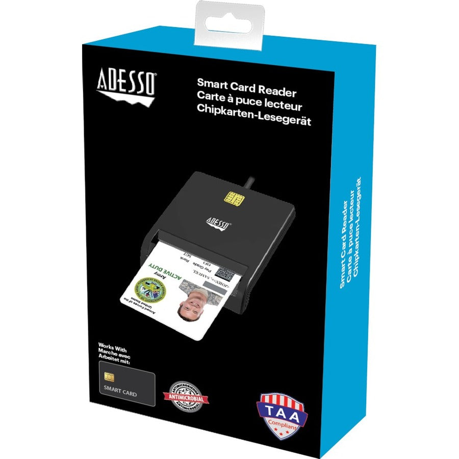 Adesso SCR-100-TAA SCR-100 Smart Card Reader - Contact - Cable - USB 2.0