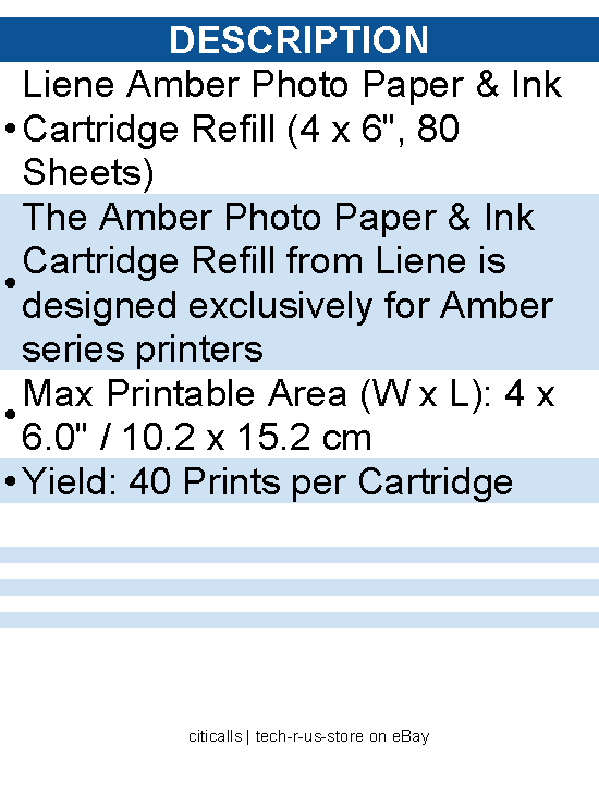 Liene SD21B#US1 80 sheets Photo paper & Ink Cartridge Refill Amber White