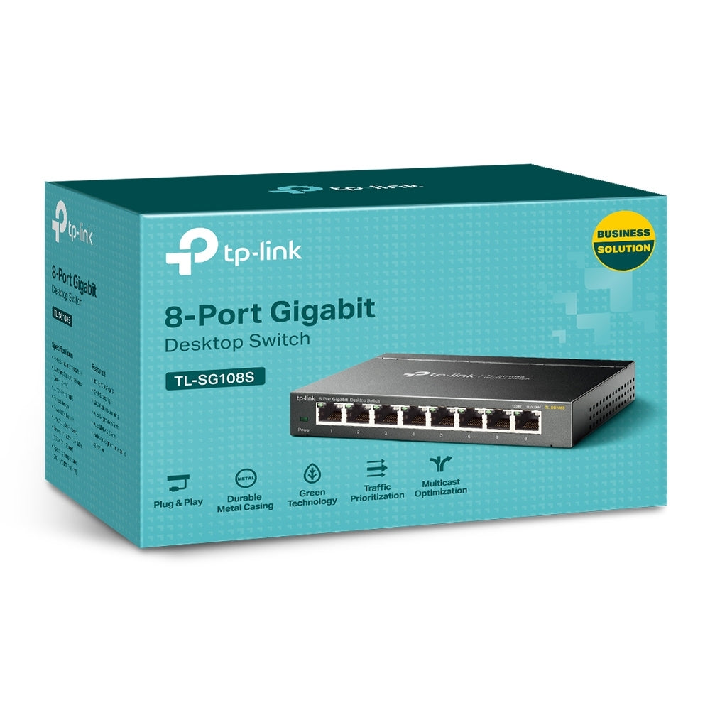 TP-Link TL-SG108S - 8 Port Gigabit Ethernet Switch - Plug and play